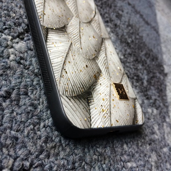 iPhone XS Max Case Grey Feather Print Cover NEW - Picture 4 of 11